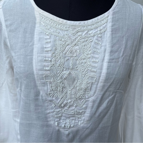 White Full Sleeves Embroidered Top - Picture 2 of 5